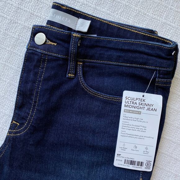 NWT Athleta Sculptek Ultra Skinny Jean High Rise Stretch Midnight Denim Size 8P - Picture 8 of 14